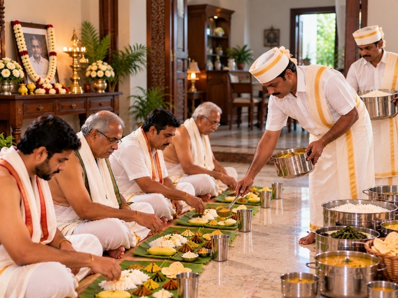 Masikam meal served on banana leaf by Vigneshwara Caterers, Hyderabad
